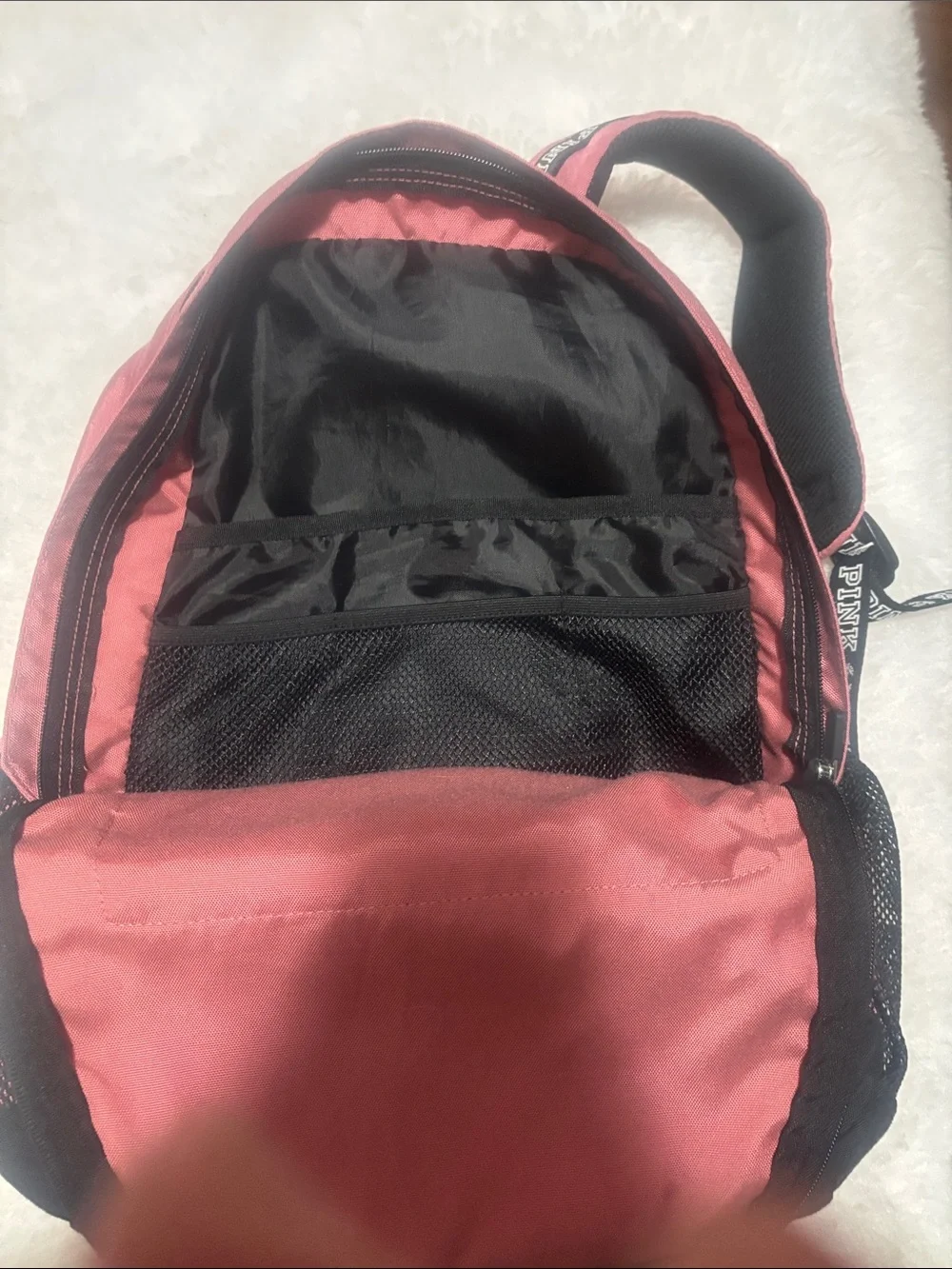 PINK Victoria's Secret Rose Pink & Black Logo Backpack